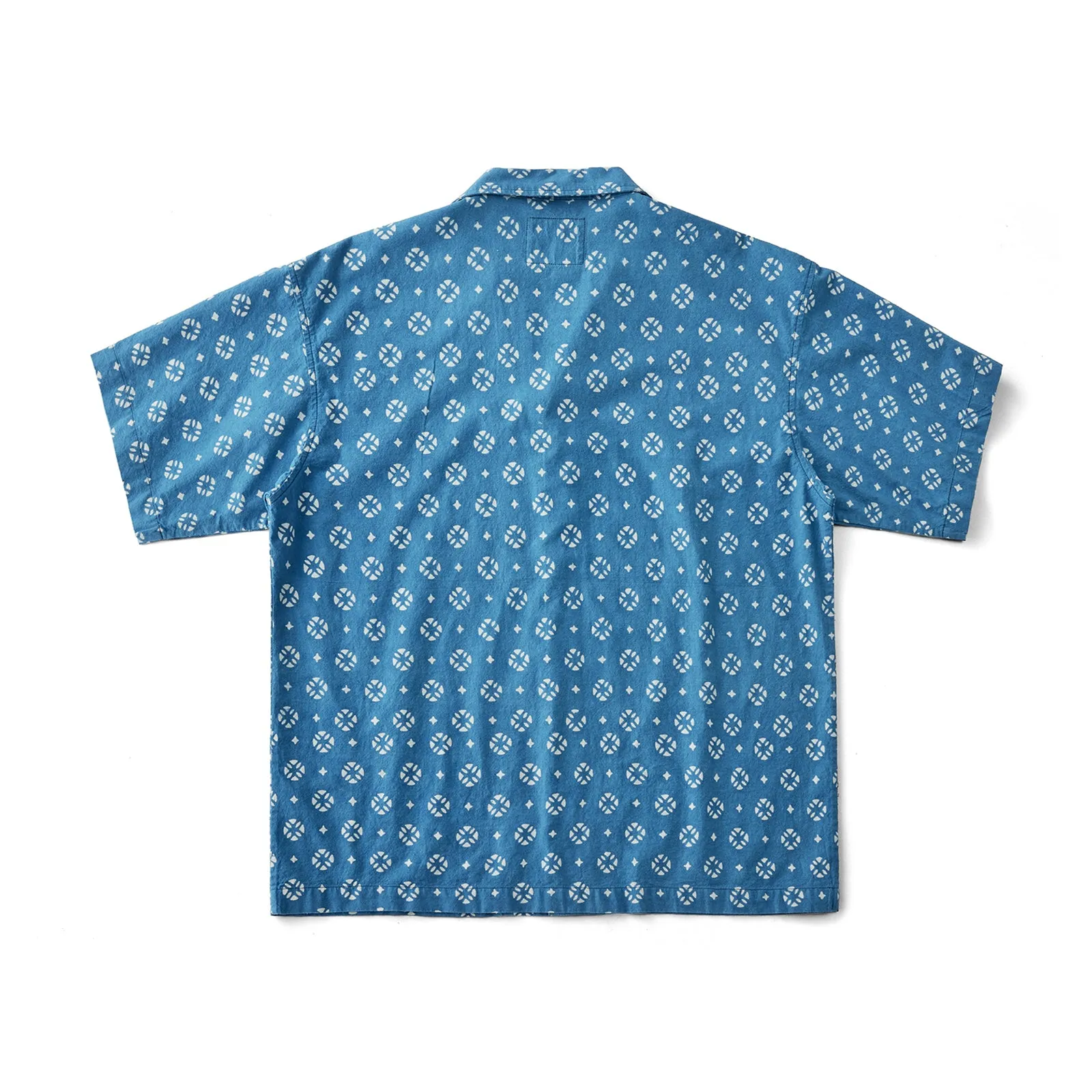 Vintage Cuban Style Indigo Print Shirt