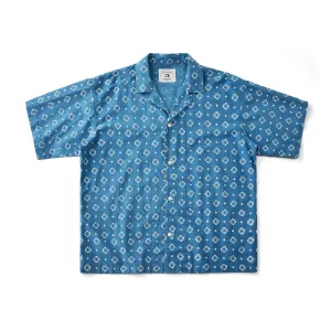 Vintage Cuban Style Indigo Print Shirt