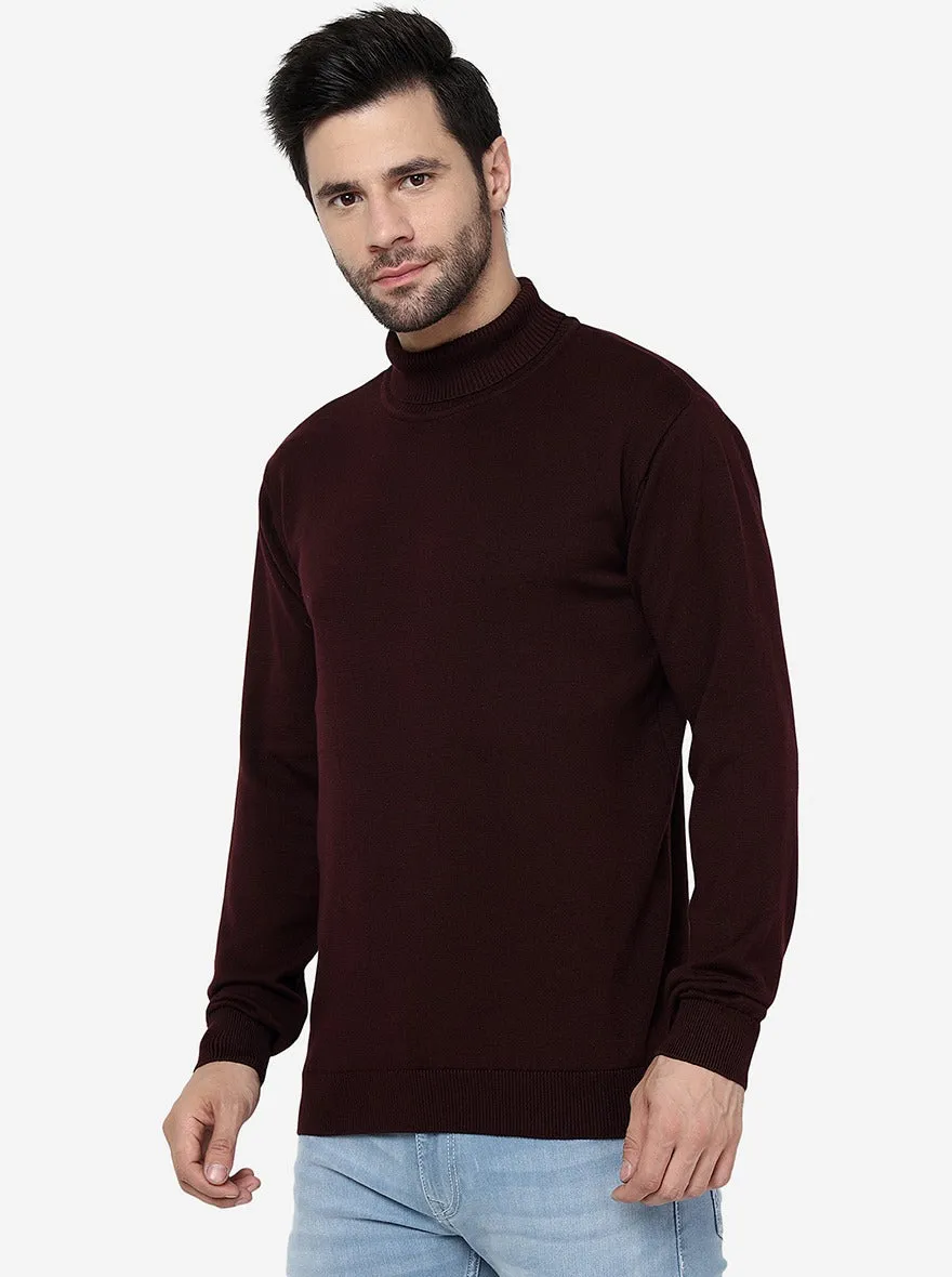 Wine Solid Slim Fit T-Shirt | JadeBlue