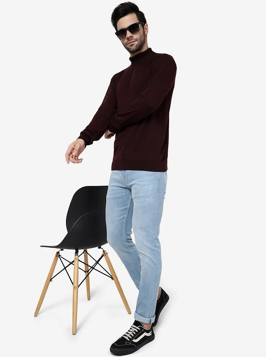 Wine Solid Slim Fit T-Shirt | JadeBlue
