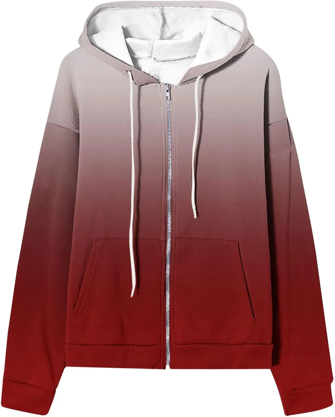 Womens Full Zip Up Sweatshirts Tid Dye Print Hoodies Long Sleeve Casual Jackets Winter Outfits 2024 With Pockets