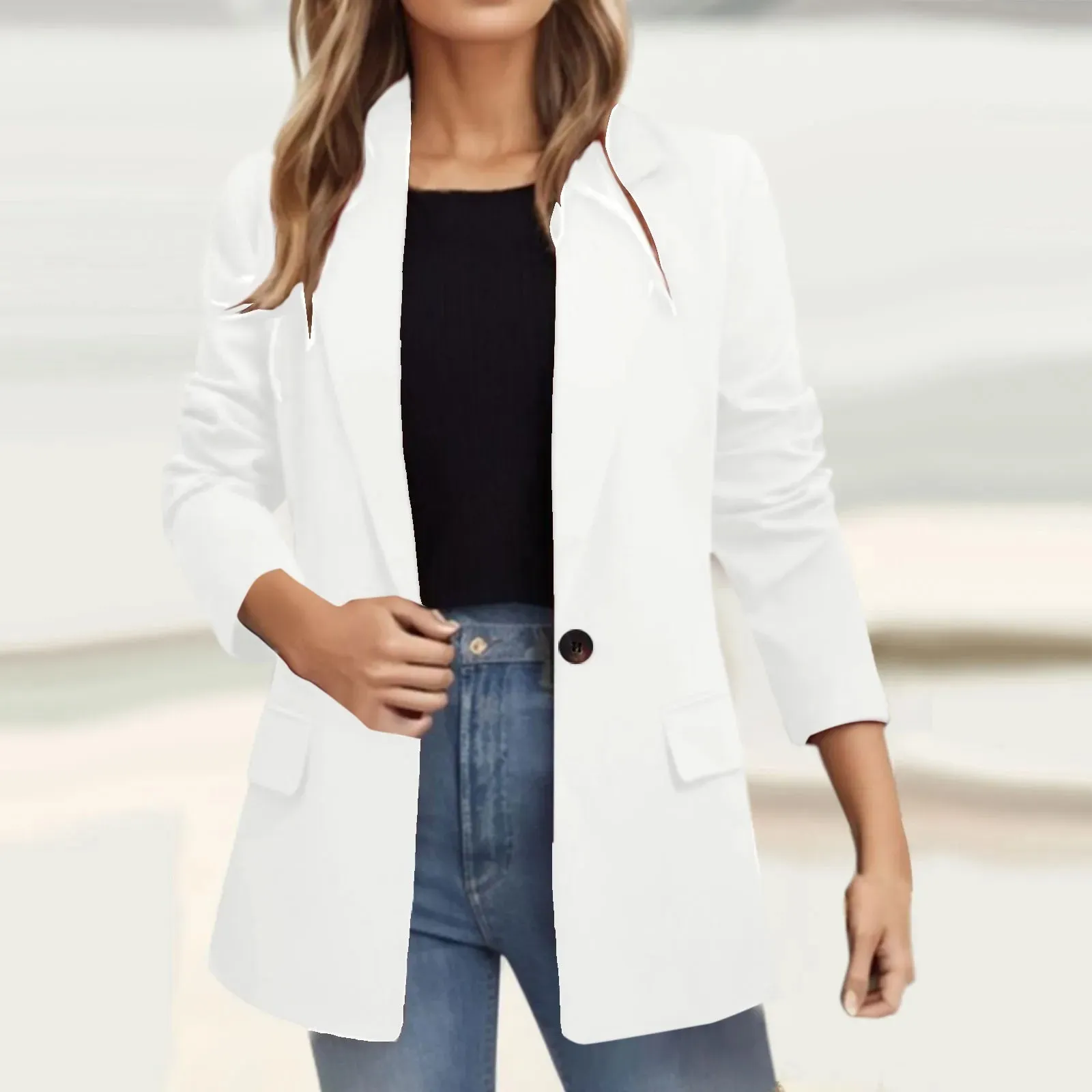Women's Slim Fit Bomber Winter Jacket with Solid Button Pocket